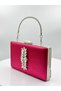 Fuchsia Color Satin Silver Case Silver Stone Evening Bag Evening Bag Wedding Engagement Portfolio - 2