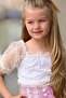 Girl's Square Collar Transparent Detailed Pink Shorts Set - 4