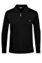 Men's Knitwear Black Jacket Zippered Pocket Detailed Patterned Steel Knit Classic Fit -4241K