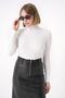 Women's Soft Textured Ribbed Regular Fit Turtleneck Knitwear Sweater White 25W3011 - 2