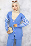 4064 Knitwear Set with Patterned Sleeves Blue - 2
