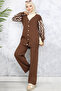 4064 Knitwear Set with Patterned Sleeves Brown - 4