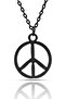 Peace Sign Symbol Peace Necklace - Black Color Classic with Chain