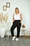 Women's Black Elastic Waist Pocket Large Size Sweatpants Halil Koç - 2