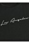 Los Angeles Printed Black Oversize Men's T-Shirt and Shorts Set - Crew Neck - 5