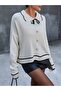 Women's Polo Neck Buttoned Knitwear Sweater - 2