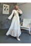 WOMEN'S PETER PAN COLLAR BELTED LINED BRODERIE ANGLAISE LONG MODEST DRESS - 3