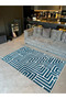 Umut Collection Black and White Themed Maze Patterned Modern Decorative Carpet 03 - 2