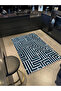 Umut Collection Black and White Themed Maze Patterned Modern Decorative Carpet 03