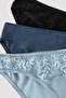 Blue Haze Lace Detailed 3-Piece Slip Panties - 5