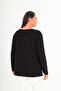 Women's Plus Size Black Collar and Front Stone Print Detailed Blouse 65N38428 - 3