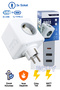 مقبس حماية حراري للأطفال - مقاوم للحرارة، 3 مقابس، 3xUSB، 1xTYPE-C