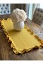 Aura Cotton Stain-Resistant Vintage Full Ruffle Mustard Runner - 3