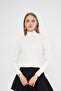 Collared Pullover with Snap Fasteners 1050 Ecru - 4