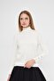 Collared Pullover with Snap Fasteners 1050 Ecru - 5