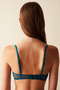 Viva Lace Detailed Push Up Supported Petrol Blue Bra - 4