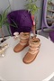 Tan Suede Double Belted Medium Size Children's Boots with Fur on the Outside and Fur on the Inside - 3