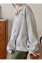 Just Forge Half Zipper Sweatshirt - Gray Printed Oversize Stand Collar - 2
