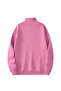 Brooklyn Summer Half Zipper Sweatshirt - Pink Printed Oversize Stand Collar - 2