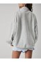 Usa Flag Half Zipper Sweatshirt - Gray Printed Oversize Stand Collar - 4