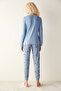 Coffee Thermal Blue Pajama Set - 6