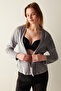 Gray Fuzzy Cardigan Pajama Top
