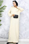 11028-09 Zippered Collar Ribbed Knitwear Dress Stone Color - 4