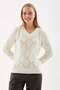 V-Neck Openwork Sweater Ecru
