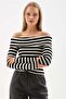Madonna collar black striped blouse - 5