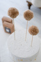 Pompom Cake Decoration Light Brown Tones Color 3 Pieces 20 cm Wool Pompom - 2