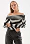 Madonna collar black striped blouse - 3
