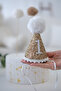 New Season Gold Gilded Glitter 1 Year Old Pompom Crown Elastic Hat Crown
