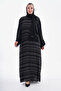 Hijap Stylish and High-Quality Dubai Silk Shawl Abaya Ferace Special Design 4 Black Stripes - 5