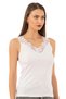 Özkan 2001 Women's Cotton Ribbed Lace Laced Magnolia Tank Top - 5