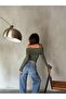 Women's Khaki Madonna Collar Lycra Viscose Long Sleeve Blouse 28218 - 5