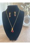 Rose Flower Water Drop Shaped Modern Red Bead Necklace Earring Set - 6