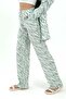 Zebra Pattern High Waist Linen Trousers - Mint Green - 3