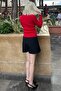 Women's Black Pleated Belted Skirt with Shorts Mg2247 - 4