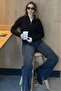 Black Stand Collar Zipper Detailed Knitted Sweater Mg2229 - 4