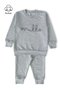 Mukko Embroidery Design Seasonal Gray Melange Unisex Baby Boy Girl Top and Bottom Set