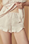Light Lilac Satin Shorts Sleepwear Bottom - Bridal Collection with Ruffle Detail - 5