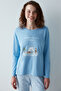 Cat Printed Blue Pajama Set - 2