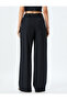 Pleat Detailed High Waist Fabric Palazzo Trousers with Pockets - 4