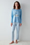 Cat Printed Blue Pajama Set