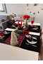 New Year Red Plaid Black Runner 1 Piece Christmas Table Runner Tableware Winter New Year Checkered - 5