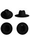 Women's Black Stamped Fedora Hat - 8