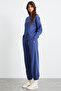 Neha Women's Crew Neck Wide Leg Dark Blue Tracksuit Set - 2