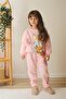 Girl's Winter Bottom-Top Printed 3 Thread Raised Sweatpants Set - 3