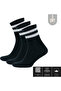 3 Pack Unisex Quality Fashion Black and White Striped College Socks - 2