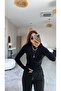 Women's Crew Neck Finger Detailed Long Sleeve Blouse - 2